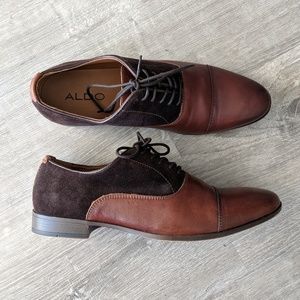 ALDO Suede and Leather Brown Oxford Cap Toe